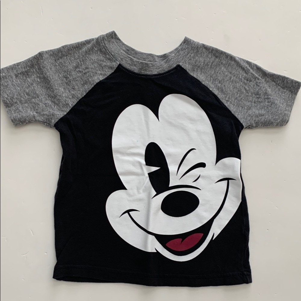Disney Mickey Mouse Black and Gray T-Shirt 18 Months